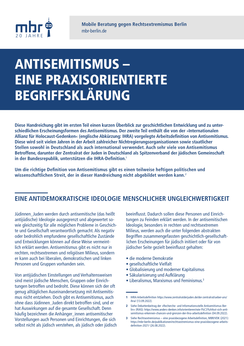 Antisemitismus - Eine praxisorientierte Begriffserklärung